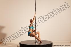 Underwear Gymnastic poses Woman White Moving poses Slim long blond Dynamic poses Academic